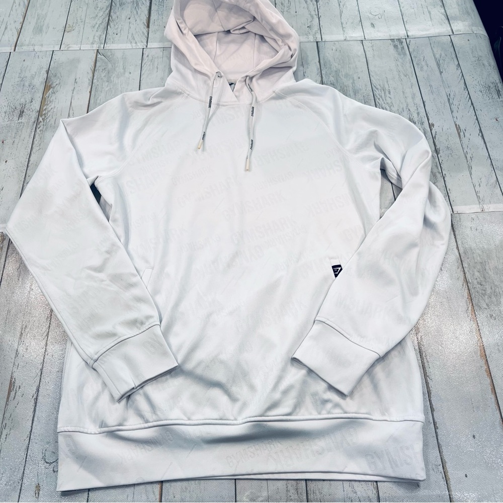 Gymshark Men's White Pullover Hoodie | Lightweight Performance